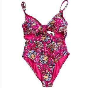 NWOT Tabitha Brown for Target Floral Print Front Cutout One Piece Swimsuit